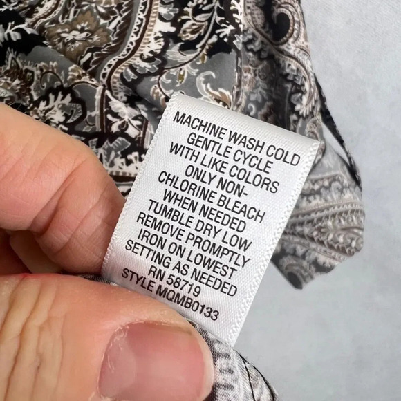 Studio Works Geometric Paisley Button Front Long Sleeve Blouse Size MD‎ - Picture 8 of 10